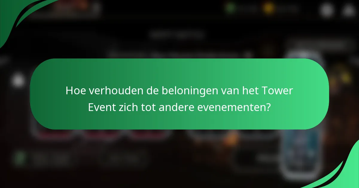 Hoe verhouden de beloningen van het Tower Event zich tot andere evenementen?