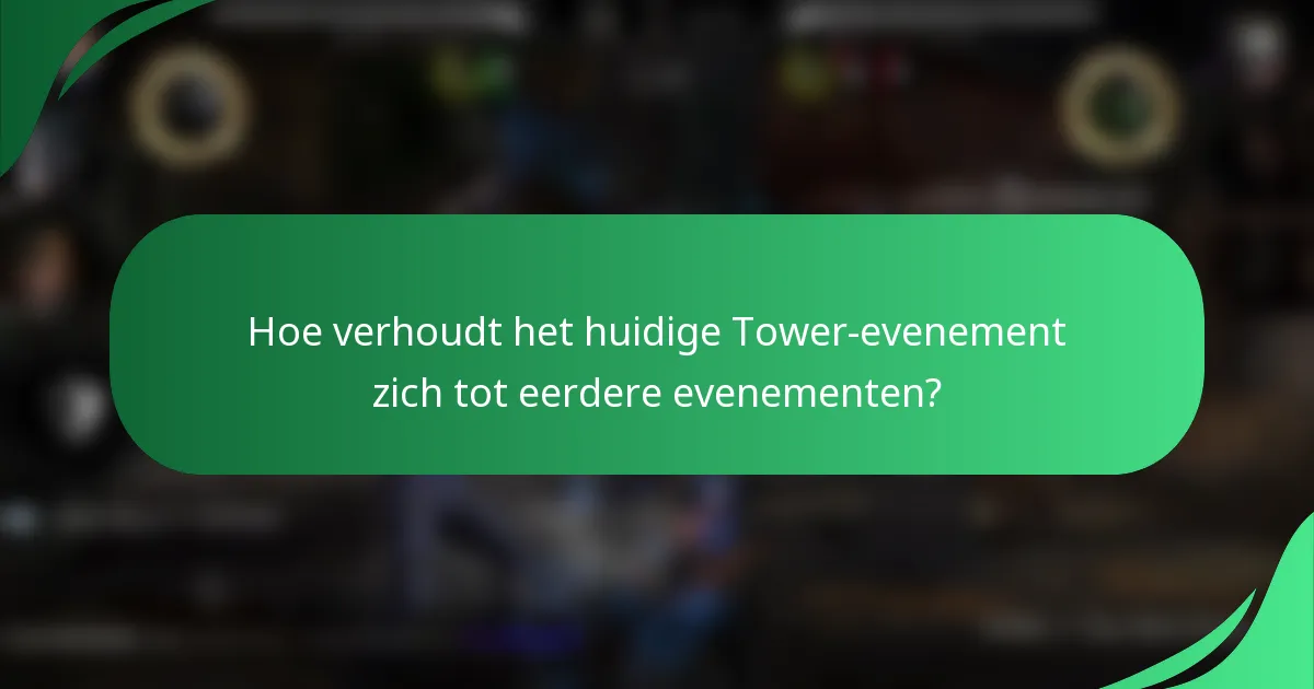 Hoe verhoudt het huidige Tower-evenement zich tot eerdere evenementen?
