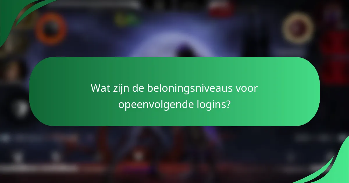 Wat zijn de beloningsniveaus voor opeenvolgende logins?